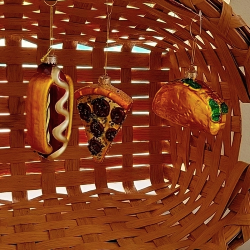 🍕 🌮 🌭 FOOD 🎄 ORNAMENTS HANGABLE HOT DOG, PIZZA SLICE AND TACO
